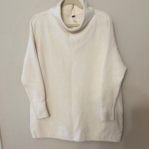 Free People Cream Funnel Neck Sweater
